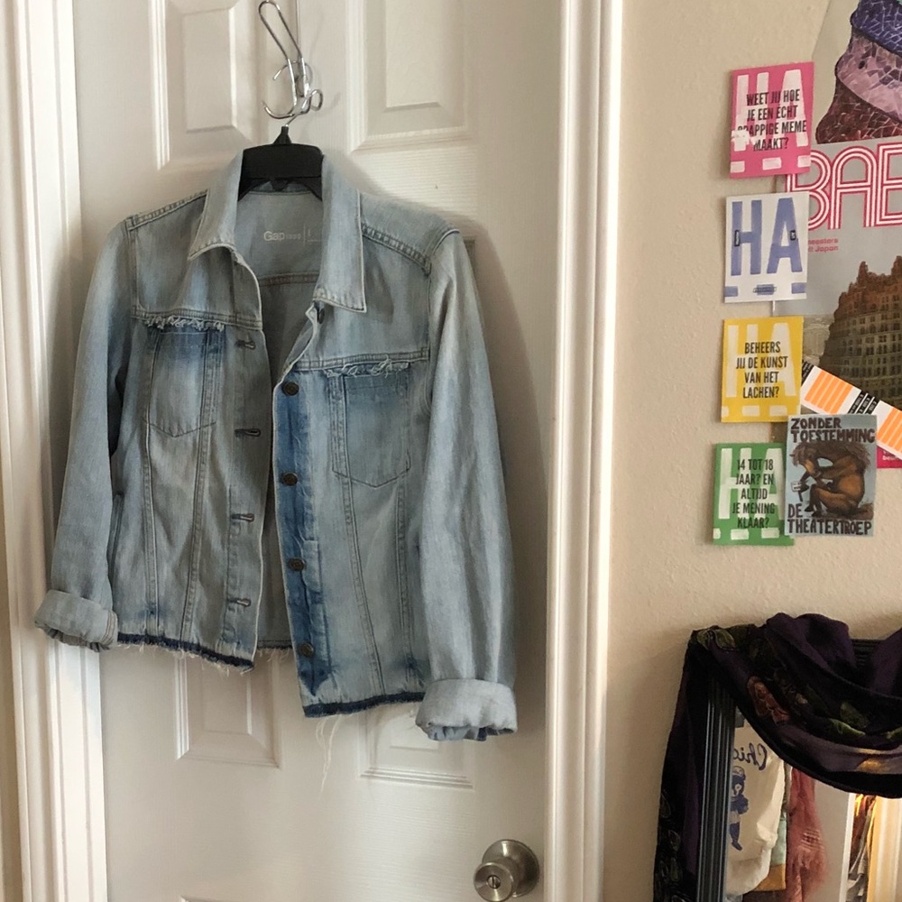 Gap Light Wash Frayed Jean Jacket